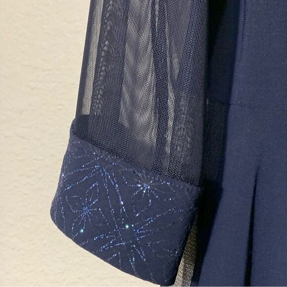 R&M Richards Formal Dress Women’s Large Navy Blue Sheer. - Picture 10 of 13